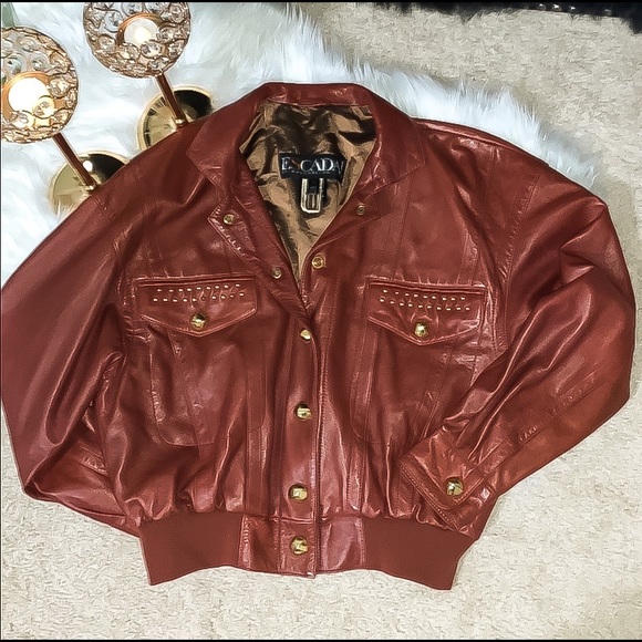 Coats | Escada Leather Jacket | Poshmark
